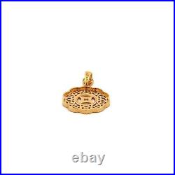 18K Japan Gold Pendant Good Fortune Coin Two Tone Fine Jewelry 2.14 grams