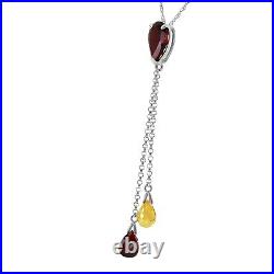 18K. SOLID GOLD NECKLACE WITH GARNETS & CITRINE (White Gold)