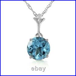 18K. SOLID GOLD NECKLACE WITH NATURAL BLUE TOPAZ (White Gold)
