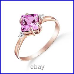 18K. SOLID GOLD RING WITH DIAMONDS & PINK TOPAZ (Rose Gold)