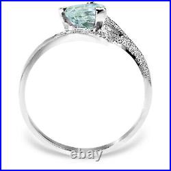 18K. SOLID GOLD RING WITH NATURAL AQUAMARINE (White Gold)