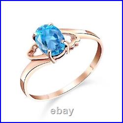 18K. SOLID GOLD RING WITH NATURAL BLUE TOPAZ (Rose Gold)