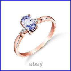 18K. SOLID GOLD RING WITH NATURAL DIAMONDS & TANZANITE (Rose Gold)