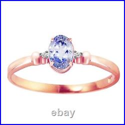 18K. SOLID GOLD RING WITH NATURAL DIAMONDS & TANZANITE (Rose Gold)