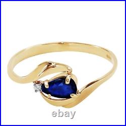 18K. SOLID GOLD RING WITH NATURAL DIAMOND & SAPPHIRE (Yellow Gold)