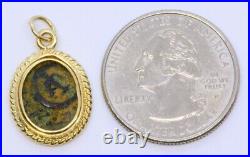 18K Solid Gold Bezel Ancient Widows Mite Biblical Coin in Bezel Charm Pendant