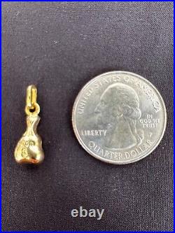18K Solid Yellow Gold Funny Pendant Charm MONEY BAG Made In Italy