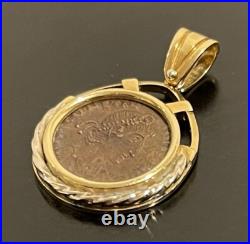 18K Solid Yellow Gold Pendant Antique Roman Coin Constantinus 337 AD