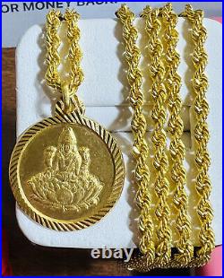 18 22K Solid 916 Real Gold Women's Dubai Coin Necklace 18 Long 10.3g 3.8mm