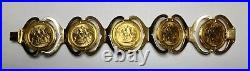 18k Gold 7.5 Bracelet with 5 British One Sovereign Gold Coins (22K) Excel Cond
