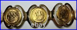 18k Gold 7.5 Bracelet with 5 British One Sovereign Gold Coins (22K) Excel Cond