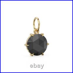 18k Gold Black Spinel Coin Pendant Rose-Cut Gemstone September Birthstone Charm 18k Gold Black Spinel Coin Pendant Rose-Cut Gemstone September Birthstone Charm