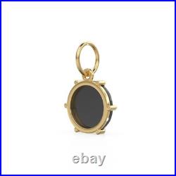 18k Gold Black Spinel Coin Pendant Rose-Cut Gemstone September Birthstone Charm 18k Gold Black Spinel Coin Pendant Rose-Cut Gemstone September Birthstone Charm