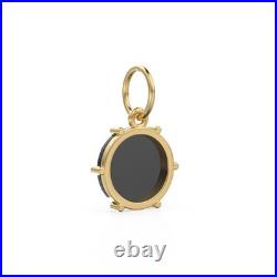 18k Gold Black Spinel Coin Pendant Rose-Cut Gemstone September Birthstone Charm 18k Gold Black Spinel Coin Pendant Rose-Cut Gemstone September Birthstone Charm