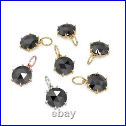 18k Gold Black Spinel Coin Pendant Rose-Cut Gemstone September Birthstone Charm 18k Gold Black Spinel Coin Pendant Rose-Cut Gemstone September Birthstone Charm
