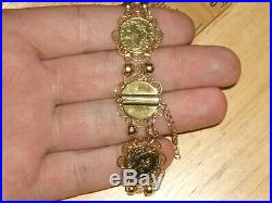 18k Solid Gold Coin Bracelet Ottoman Empire Handmade Sz 7.5 Inch 26.2 Gr