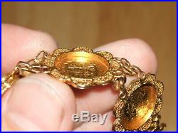18k Solid Gold Coin Bracelet Ottoman Empire Handmade Sz 7.5 Inch 26.2 Gr