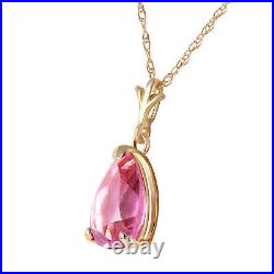 18k. Solid Gold Necklace With Natural Pink Topaz