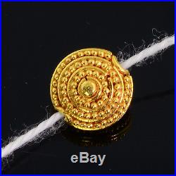 18k Solid Yellow Gold 8mm Fancy Granulation Coin Spacer Finding Bead