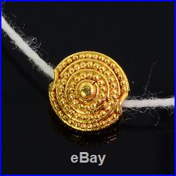 18k Solid Yellow Gold 8mm Fancy Granulation Coin Spacer Finding Bead