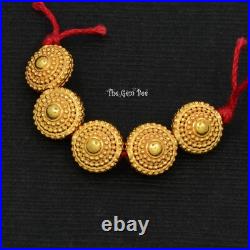 18k Solid Yellow Gold 8mm Fancy Granulation Coin Spacer Finding Bead (1) or (5) 18k Solid Yellow Gold 8mm Fancy Granulation Coin Spacer Finding Bead (1) or (5)