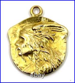 18k Solid Yellow Gold Minassian Indian Head Medallion Pendant Cr. 1985