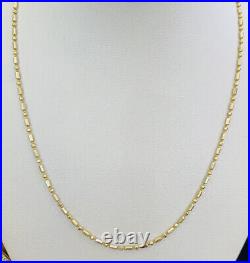 18k Solid Yellow &White (Two Ton)Gold Ball link Necklace 6.45Grams 18Inches