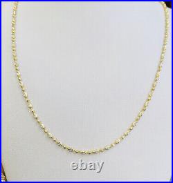 18k Solid Yellow &White (two Ton)Gold Ball link Necklace 6.72Grams 18Inches