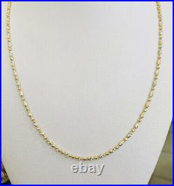 18k Solid Yellow &White (two Ton)Gold Ball link Necklace 6.72Grams 18Inches