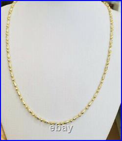 18k Solid Yellow &White (two Ton)Gold Coin Long Necklace 13.90Grams 22 Inches