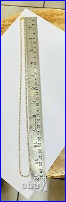 18k Solid Yellow &White (two Ton)Gold Coin Long Necklace 13.90Grams 22 Inches