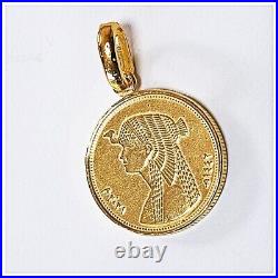 18k solid gold Egypt Cleopatra coin pendant by estherleejewel 15 gram 999