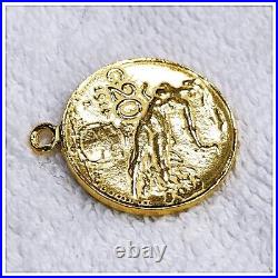 18k solid gold Italy Godness coin pendant by estherleejewel 21mm
