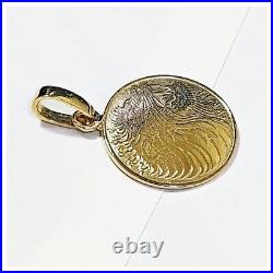 18k solid gold Lion Leo coin pendant 999 by estherleejewel 19mm