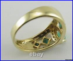 18k yellow solid gold emerald diamond wedding ring