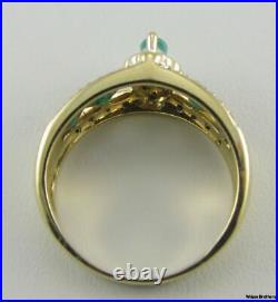 18k yellow solid gold emerald diamond wedding ring