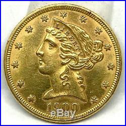 1900 $5 Half Eagle Liberty Head Gold Coin Choice BU