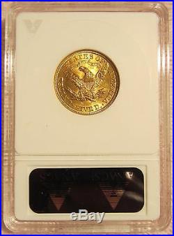 1900 Coronet Head $5 Half Eagle Gold Coin Authenticated and Graded by ANACS MS63