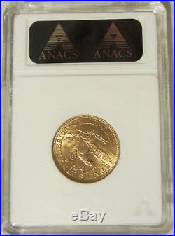 1900 Coronet Head $5 Half Eagle Gold Coin Authenticated and Graded by ANACS MS63