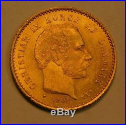 1900 Denmark 10 Kroner Mermaid Gold Coin For Christian IX Check Pics