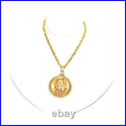 1901 Coronet Head Gold 5 Eagle Coin Necklace 14K Solid Gold Liberty Necklace