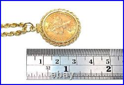 1901 Coronet Head Gold 5 Eagle Coin Necklace 14K Solid Gold Liberty Necklace