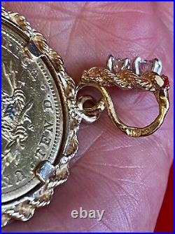 1901 Liberty Head Eagle $10 Gold Coin Ten Dollar 14k Solid Gold Diamond Pendant