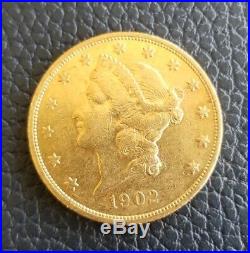 1902 S 20 DOLLAR LIBERTY GOLD COIN IN ABOUT uncirculated CONDITION