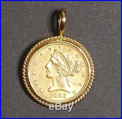 1903-S $5 Coronet Liberty Head Gold Half Eagle Coin 14K Gold Bezel