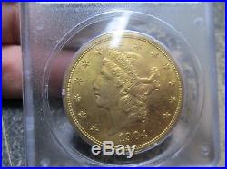 1904 20 DOLLAR LIBERTY GOLD COIN IN PCGC MS60 uncirculated CONDITION