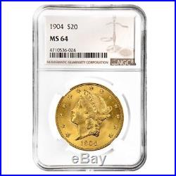 1904 $20 Liberty Head Double Eagle Gold Coin NGC MS 64