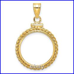 1905-1955 Mexico 5 Pesos Screw Top Twisted Rope Coin Bezel in 14k Gold 1905-1955 Mexico 5 Pesos Screw Top Twisted Rope Coin Bezel in 14k Gold