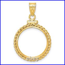 1905-1955 Mexico 5 Pesos Screw Top Twisted Rope Coin Bezel in 14k Gold 1905-1955 Mexico 5 Pesos Screw Top Twisted Rope Coin Bezel in 14k Gold
