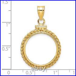 1905-1955 Mexico 5 Pesos Screw Top Twisted Rope Coin Bezel in 14k Gold 1905-1955 Mexico 5 Pesos Screw Top Twisted Rope Coin Bezel in 14k Gold